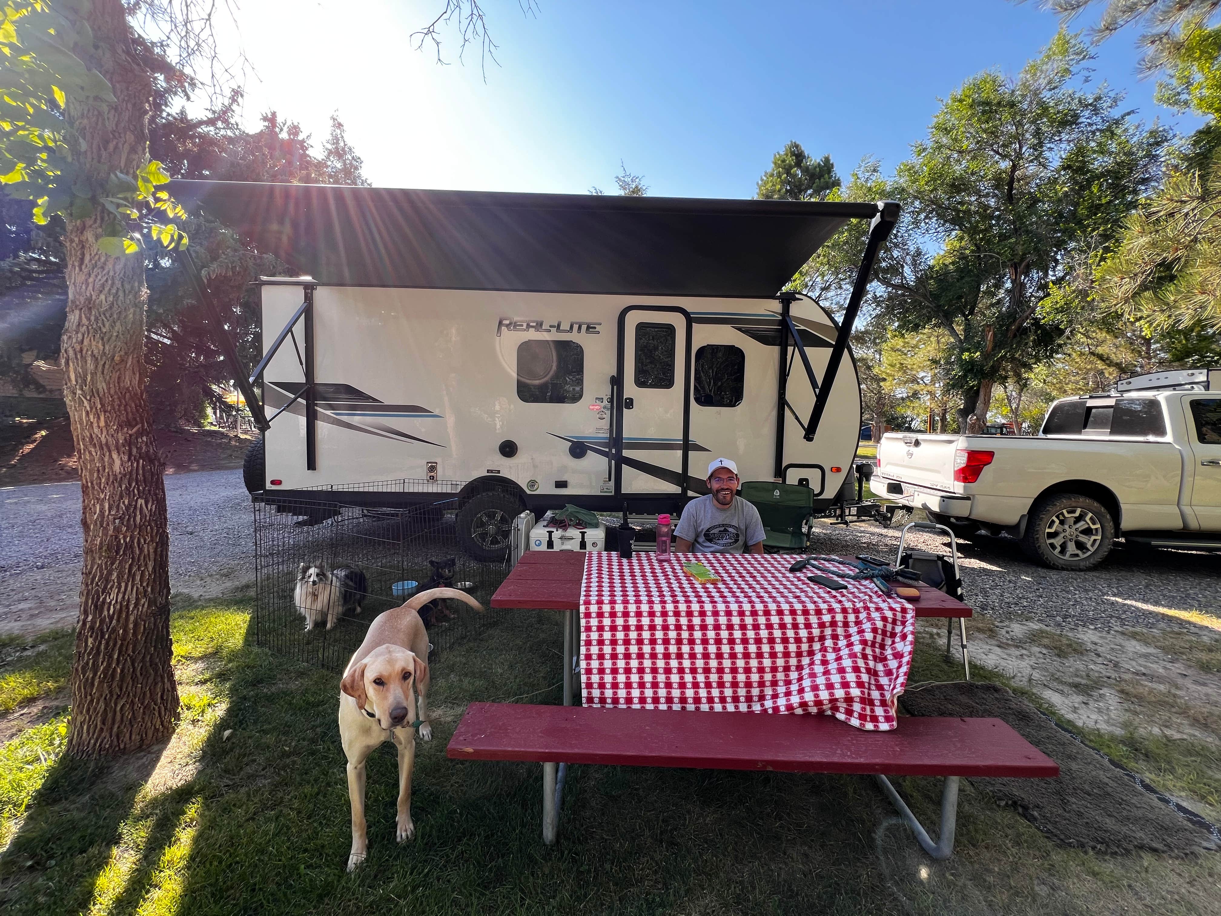 Maggie  C.'s photo of camping with pets at Three Forks KOA Journey near Gallatin National Forest