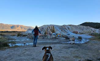 Michelle H.'s photo of camping with pets at Bridgeport Travertine Hot Springs Dispersed near Bridgeport, CA