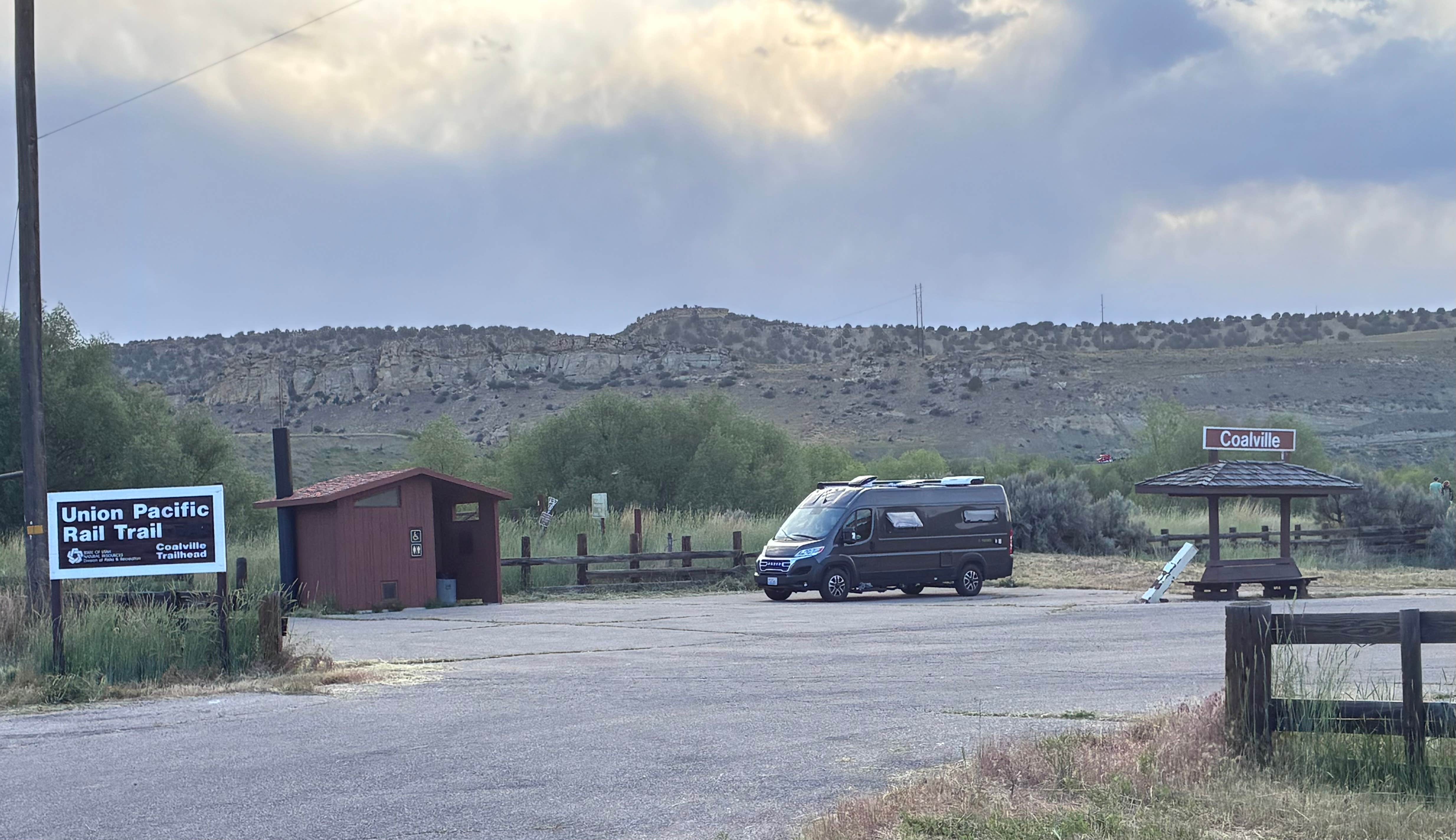 Jennifer G.'s photo of rv camping at Union Pacific Rail Trail parking lot near Echo, UT