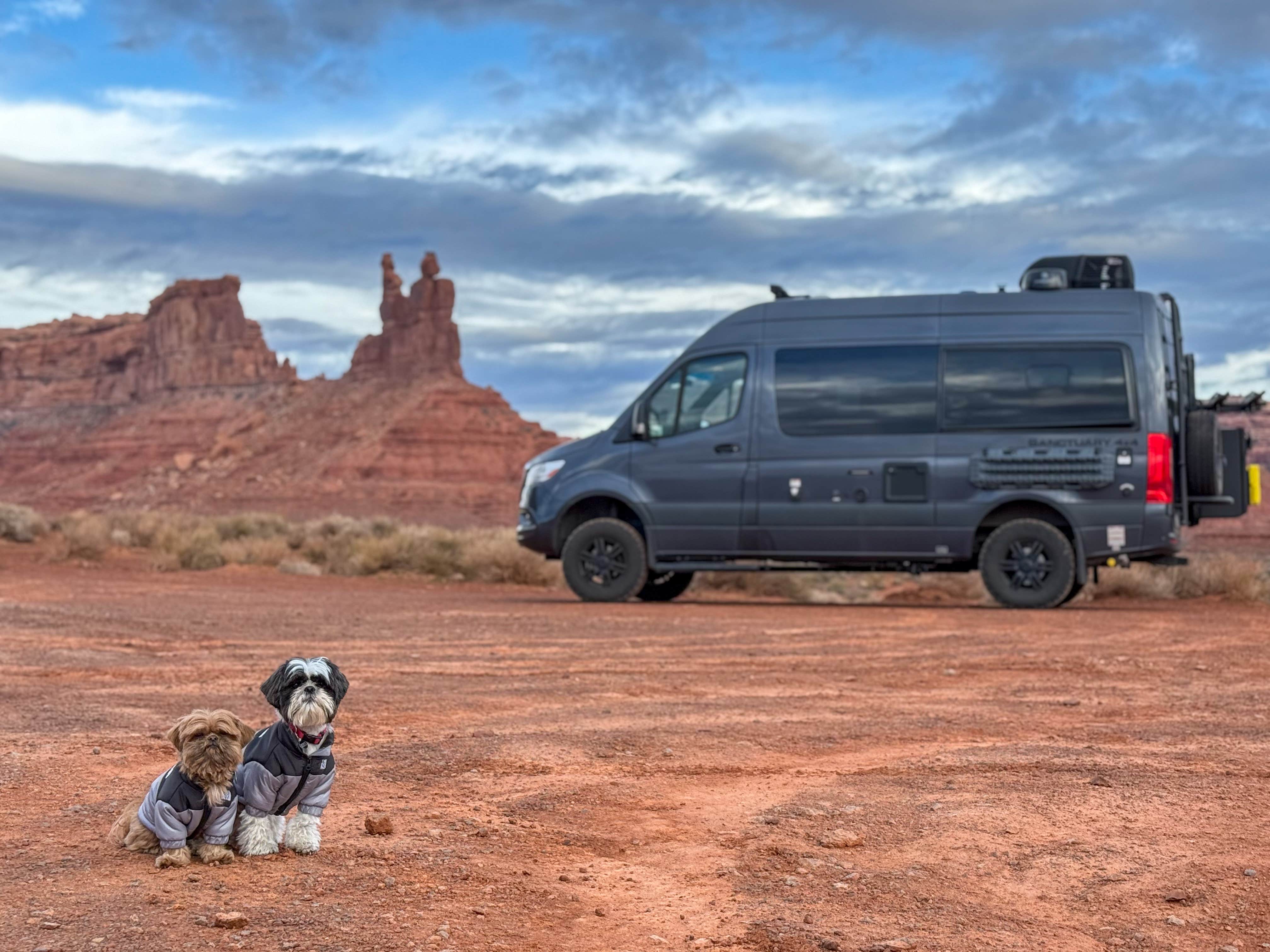 Mary B.'s photo of camping with pets at Valley of the Gods Road Dispersed near Monument Valley, AZ
