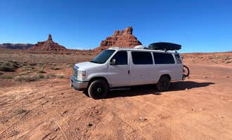 Camping near Abandoned Air Strip on Route 95: Valley of the Gods Dispersed Site , Mexican Hat, Utah