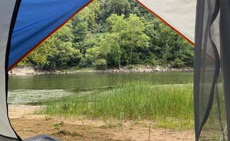 Tia B.'s photo of tent camping at Stone Cliff Campground — New River Gorge National Park and Preserve near R.D. Bailey Lake